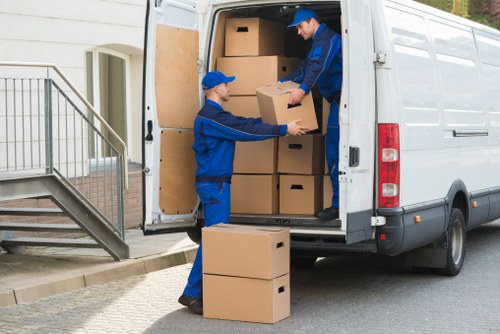 Boxes and furniture being loaded into a removals van for a Camdentown move