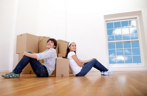 Packed moving boxes and furniture ready for house removals in Camdentown